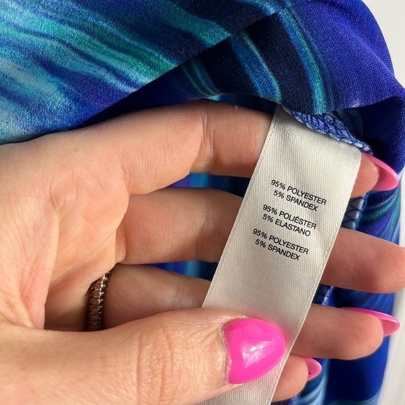 Chicos Blue Watercolor Midi Skirt Size 1 Beachy Summer - Picture 6 of 9